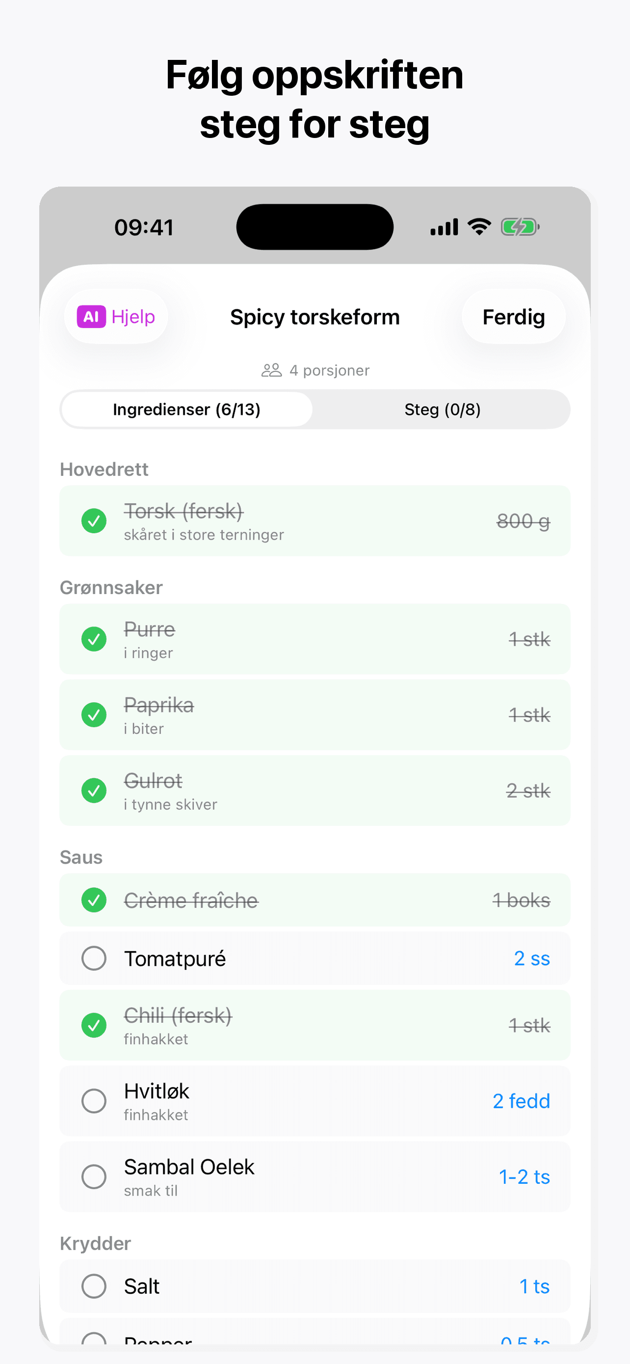 Oppskrifter med alt du trenger